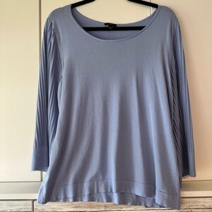 🌸 Talbots Light Blue Ribbed Sleeve Top XL Soft Knit Classic